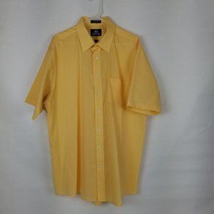Stafford Short Sleeve Button Down Shirt Size 17 1/2 Yellow